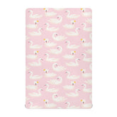 KICPOAY pink swan pattern fitted sheet ideal for cozy baby sleep.