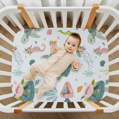 KICPOAY sea horse pattern playard sheet for durable, stretchable fit.