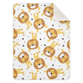 KICPOAY swaddle blanket with yellow lion print front view showing a cozy wrap option