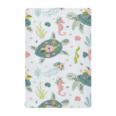 KICPOAY turtle pattern playard sheet offers soft, snug comfort for babies.