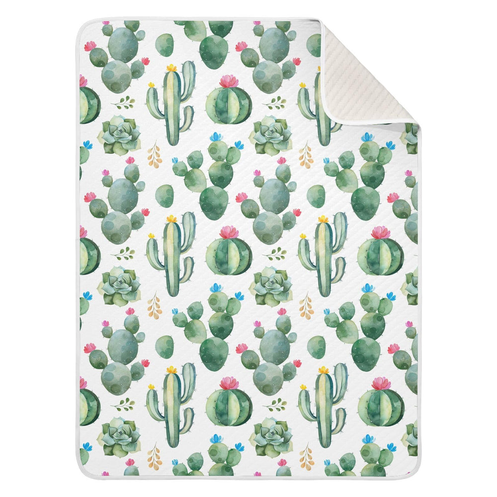 KICPOAY watercolor cactus swaddle blanket full view showing soft fabric and design