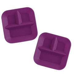 Kiddiebites plum 2-pack divided plate showing separate sections for easy meals.