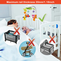 KiddoLab crib mobile projects stars to create a calming ceiling display.