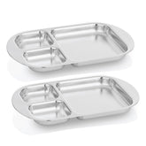 Kiddobloom Education Series divided plate close-up in silver, built for durable toddler meals.