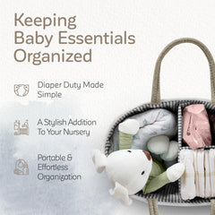 KiddyCare cotton canvas diaper organizer for nursery storage.