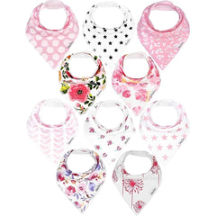 KiddyStar organic cotton bandana bib teething with absorbent backing to keep outfits dry