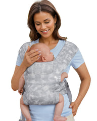 KIDIRA newborn carrier wrapped in TieDyeGre fabric for quick secure wear