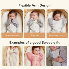 KIDIRA Transition Swaddle foot buttons prevent overheating and adapt to longer torsos