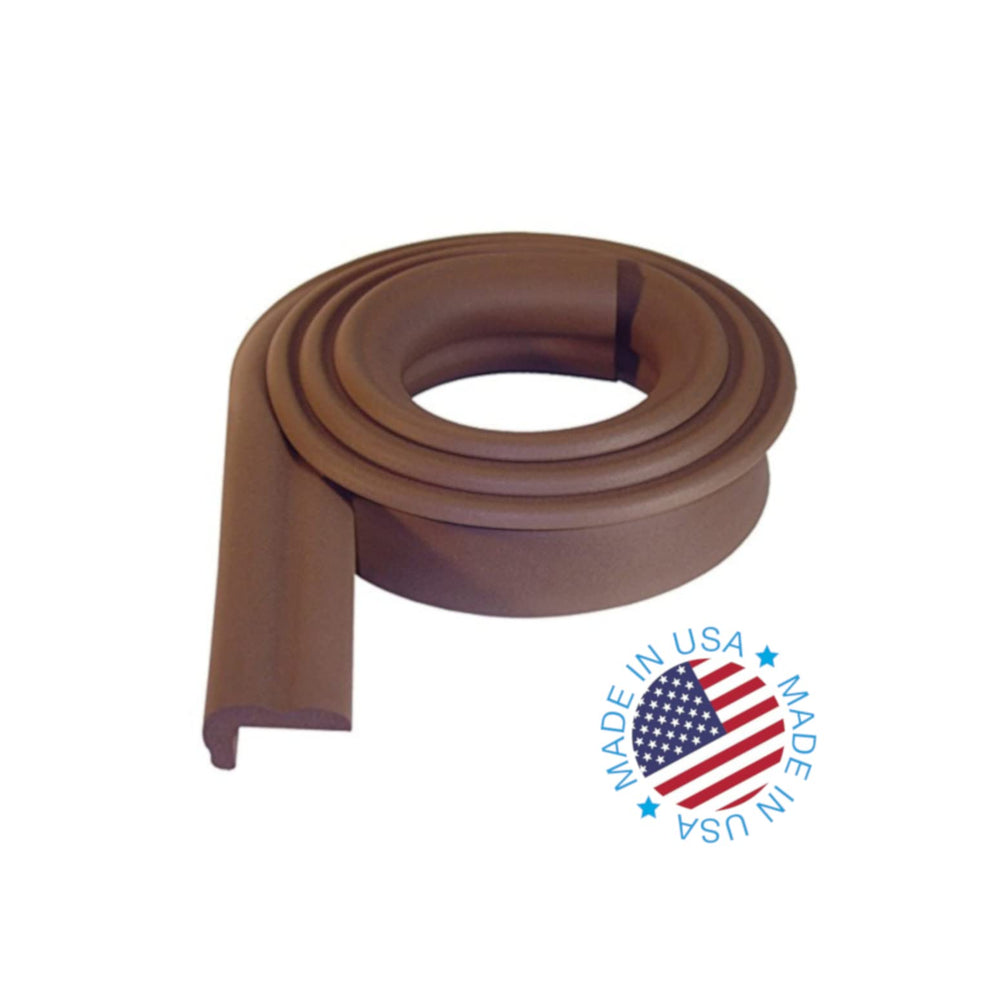 KidKusion Jumbo Edge Cushion brown closeup with soft, high-density foam for safe furniture edges