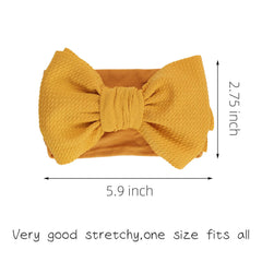 KIDOCHEESE Big Bows lavender headband with stretchy fit for babies and toddlers.