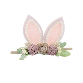 KIDOCHEESE bunny headband with rose ears for Easter and photos
