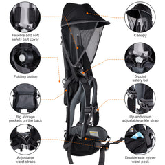 Kidpprod hiking backpack with sun shade offers expanded visibility and UV protection.