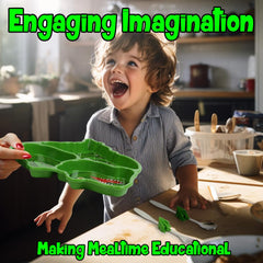 KidsFunwares T-Rex colorful art design enhances mealtime fun and engagement.