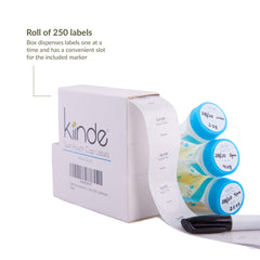 Kiinde Write-On Labels display date, time, and volume for easy tracking.