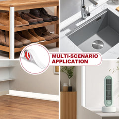 Kikerike white corner protector on drywall, wood, tile showcasing universal compatibility