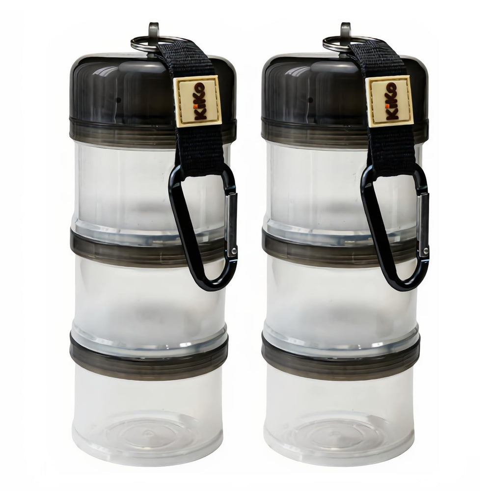 KiKo Formula Container to Go with stackable compartments for mess-free on-the-go feeding.