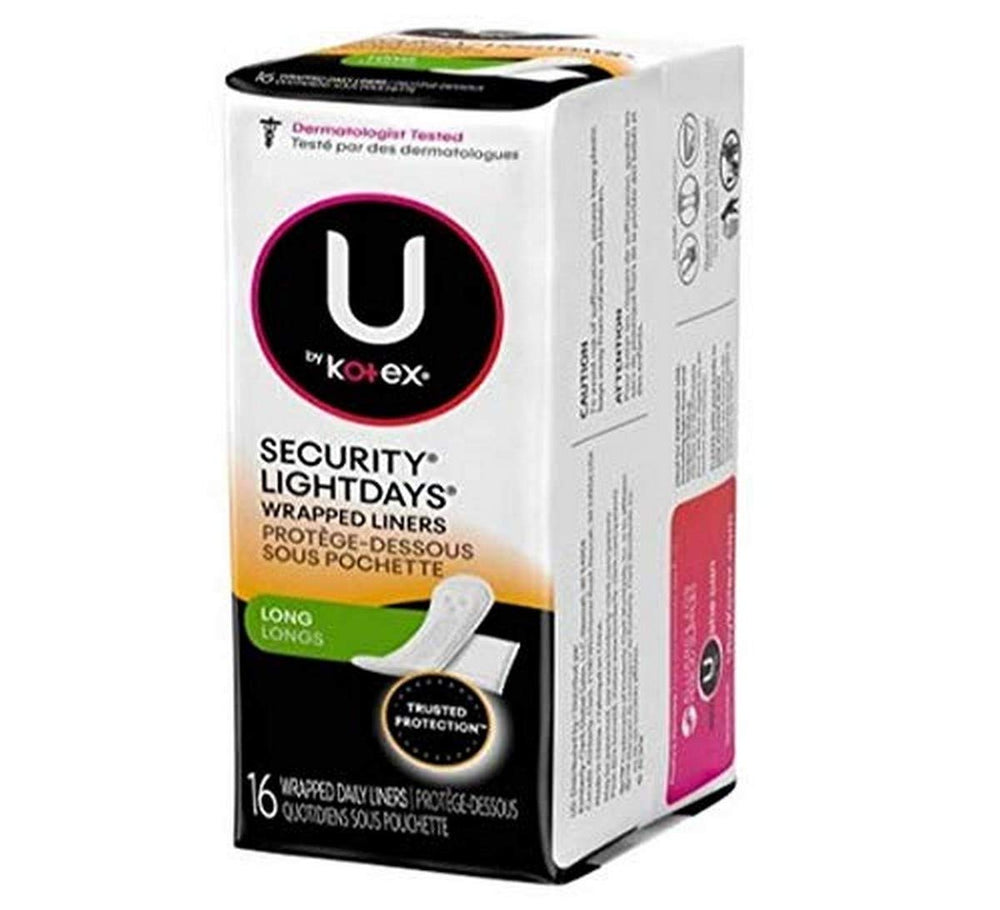 U by Kotex pantiliner long, individually wrapped for on-the-go freshness and light-day protection