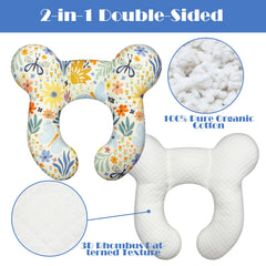 Kimitimi kids travel pillow on plane with gentle neck support.
