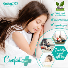 kinder Fluff pillow with down-alternative fill offering durable, lump-free support