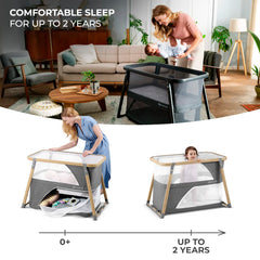 Kinderkraft Sofi mesh sides provide visibility and airflow for baby