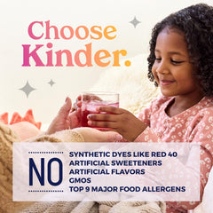 KinderLyte wild berry drink mix 16-count shown beside a glass for easy hydration