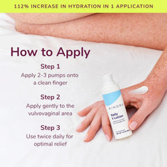 Creamy texture on skin suggesting soothing moisture from Kindra Daily V Lotion.