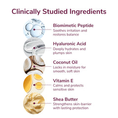 Highlight of hyaluronic acid and shea butter ingredients in Kindra formula.