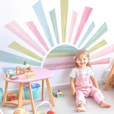Kingarch large boho half sun decal on nursery wall for sunny mood.