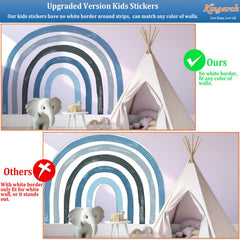 Kingarch rainbow wall decal panel 2 adds cheerful color to playroom walls and inspires creativity.