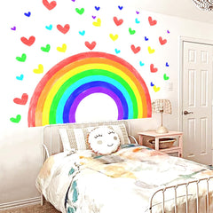 Kingarch Rainbow Hearts wall decal peels and sticks for easy nursery updates