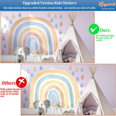 Kingarch rainbow wall decal panel set covers large surfaces with four wide strips.