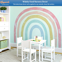 Kingarch watercolor rainbow panel 3 creates a cheerful study area.