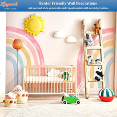 Kingarch rainbow wall decal panel 4 enhances wall color without damage.