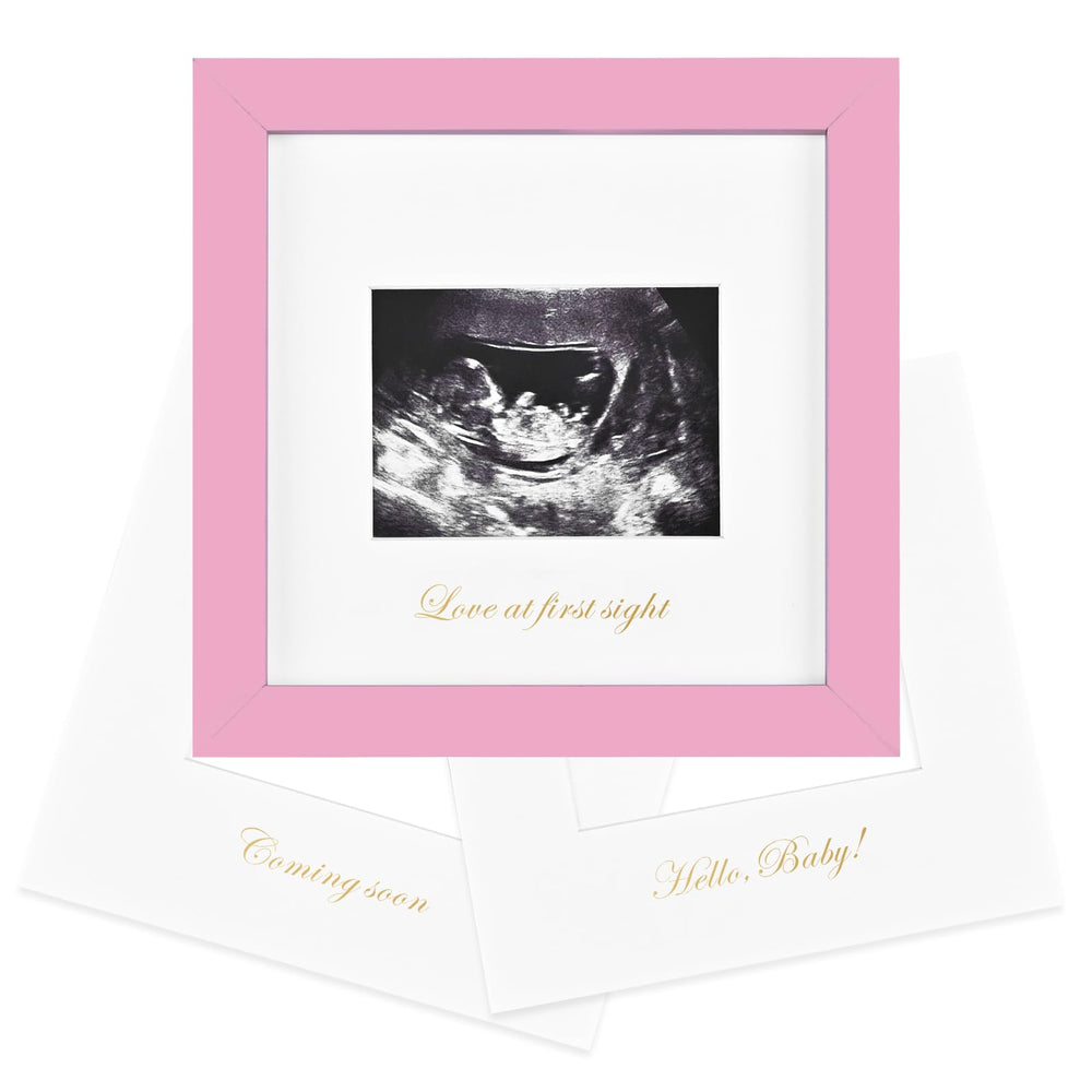 KINLINK baby sonogram frame with plexiglass cover and wood border for lasting keepsakes.