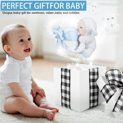 Kinlop newborn blanket blue with lamb, ideal for cuddling and soothing at bedtime.