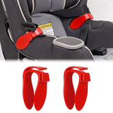 Kinoy Harness Organizer attached to car seat sideclip keeps straps orderly for quick buckling.