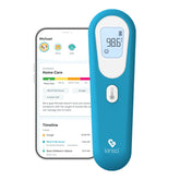 Kinsa QuickScan forehead thermometer display shows clear readings for quick fever checks.