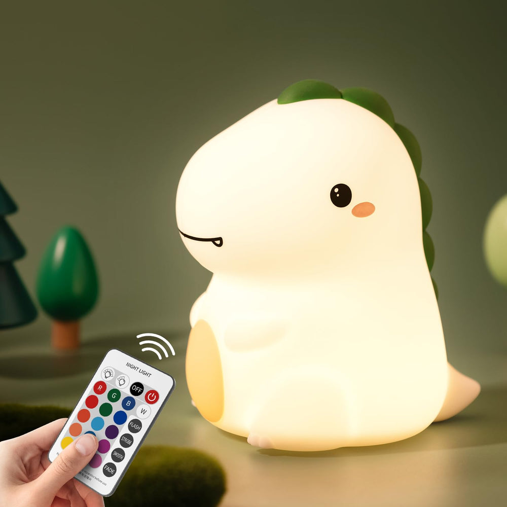 KinYiLO dinosaur night light glows softly for bedtime comfort and independence.