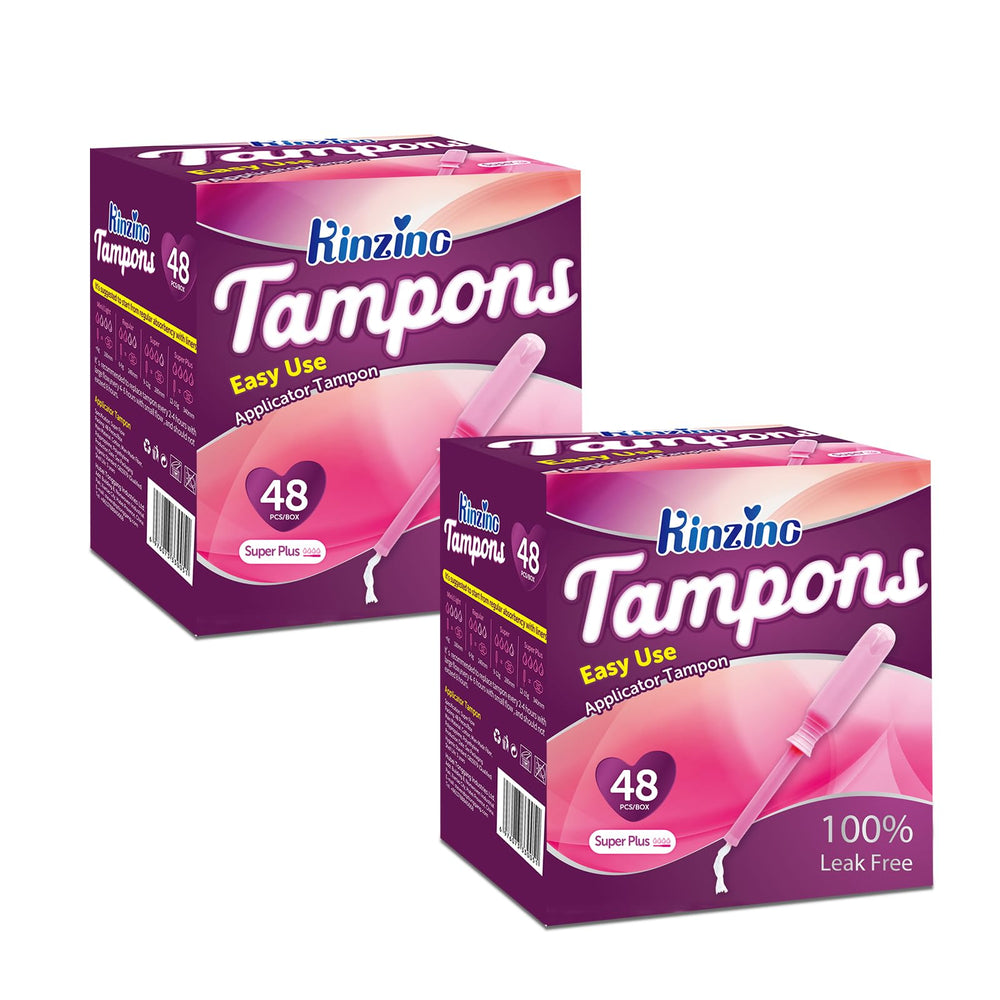 Kinzino cotton tampon with applicator showing easy insertion for heavy days
