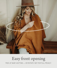 Indi Blue shawl style worn as scarf for versatile on-the-go wear