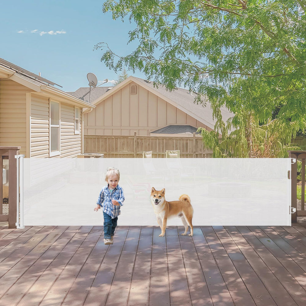 KISKIZ 140-inch gate in a wide doorway showing versatile protection for kids and pets.