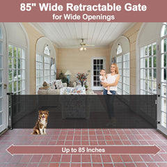 KISKIZ retractable gate for indoor and outdoor use saves space.