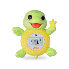 KISSONE baby bath thermometer shows digital readings for quick, safe bath temperature checks.