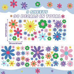 Kisston Daisy wall decal pack 02 brightens living spaces with delicate groovy florals.