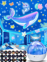 KISTRA night light star projector with cover off revealing ceiling patterns for a magical planetarium feel