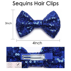 KISZU 4-inch sequin bow clip close-up detailing stitching