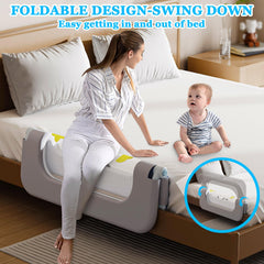 Kitiver bed guard rail with swing-down design for simple bedtime transitions
