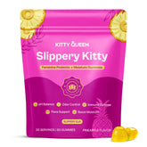 KITTYQUEEN Slippery Kitty bottle of pineapple gummies for daily balance.