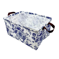 KIUATSJR rectangle storage basket in blue white porcelain pattern for stylish storage and toy tidy.