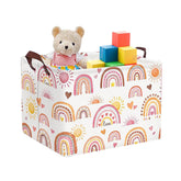 KIUATSJR rectangle storage basket rainbow canvas for toy organization in living room